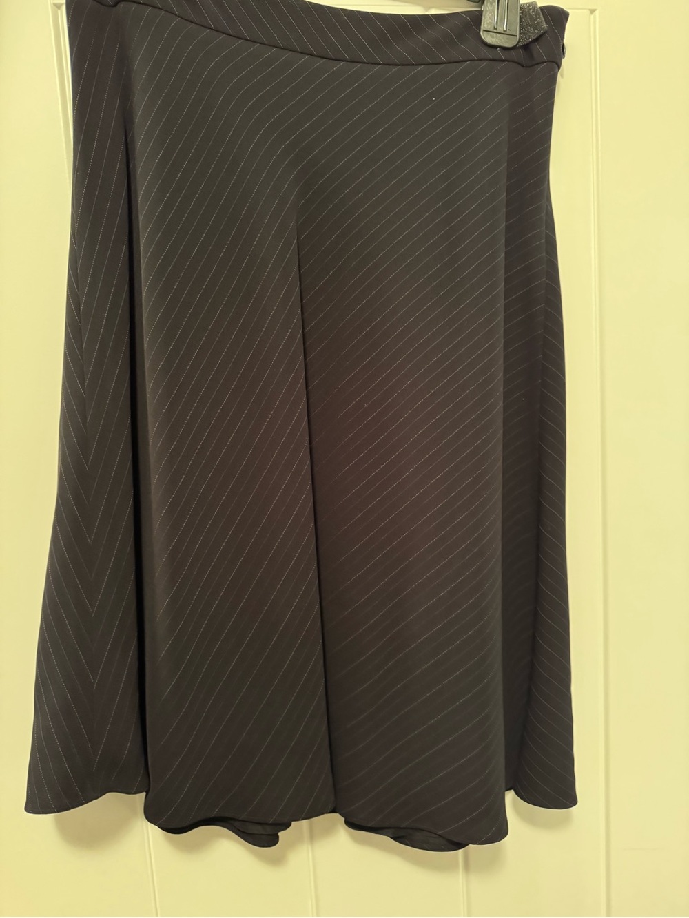 LOFT Black Pinstripe Skater Skirt